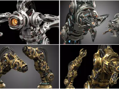 Sci Fi Advanced Robotic Arms Collection 3D Model Pack