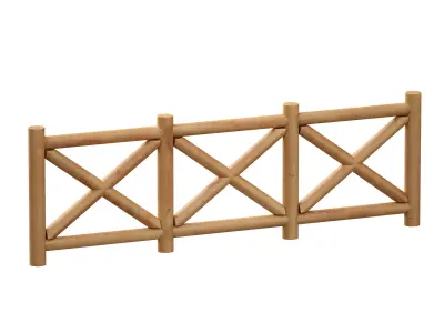 Wooden log fence fencing 3D model