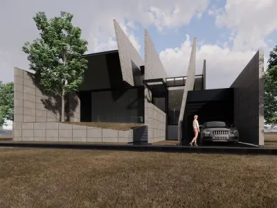 Concrete House Low-poly 3D model