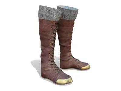 Western Expeditor Archaeologist Explorer Flat Boots Low-poly 3D model