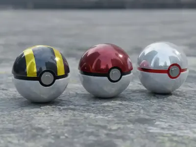 Realistic pokeball - Pokemon Low-poly 3D model