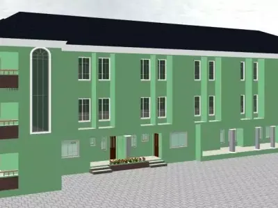 Hostel Building Low-poly 3D model