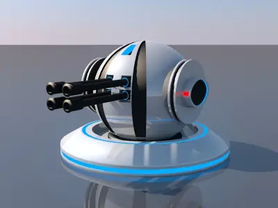 Sci Fi Robotic Machine Gun Low-poly 3D model