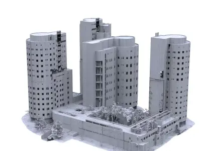 Sci fi Block of flats 3D model