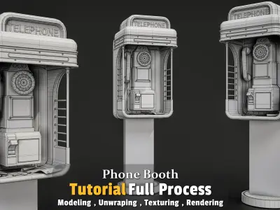 Phone Booth Low-poly 3D model