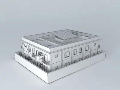 Guesthouse apartment building with roof 3D model