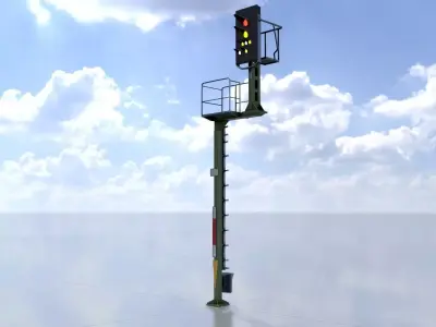 KS Railway Signal Post 7000mm Version-13 Low-poly 3D model
