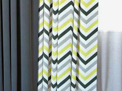 Curtains 71 Curtains with Tulle DIHIN HOME Yellow Grey 3D model