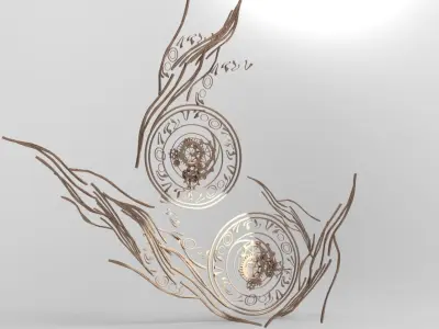 Steampunk pattern 2 designs  Low-poly 3D model