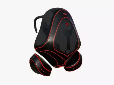SciFi Backpack H08 Black Red - Fashion Character Design Low-poly 3D model