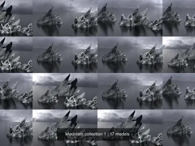 Mountain collection 1 series of showing castle 3D Model Pack