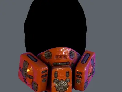 Gas mask helmet scifi Low-poly character art game space Low-poly 3D model 8