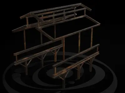 AAA Medieval Wooden Bridge 03 R Low-poly 3D model