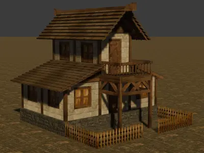 Detailed Low Poly Medieval House Models for Game Development Low-poly 3D model