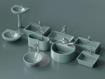 Sink Collection oblong bathtub Low-poly 3D model