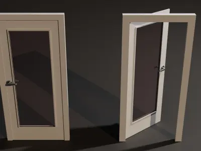 Door with window Low-poly 3D model