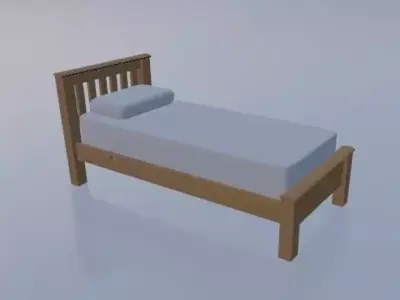 Wooden bed 3D model