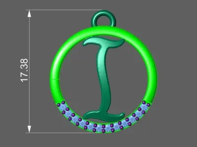 Initial Letter Pendant I 3D print model