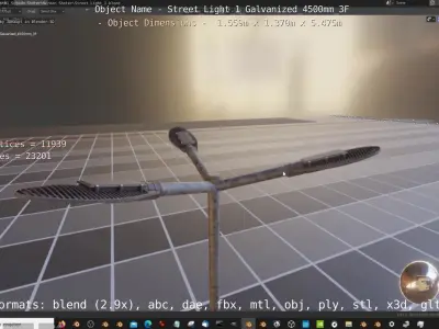 Street Light 1 Galvanized 4500mm 3F Low-poly 3D model