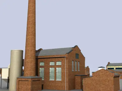 Old european factory complex 3D model