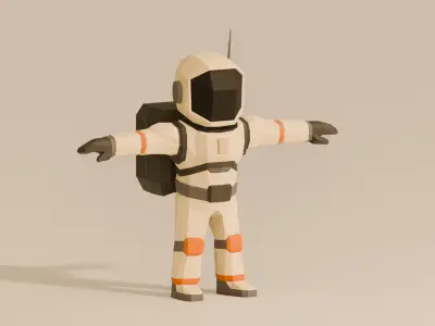 UNRIGGED VERSION LOW-POLY ASTRONAUT UPDATET Low-poly 3D model