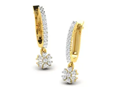 Gold Diamond Women Earring 3D print Model 3D print model 97