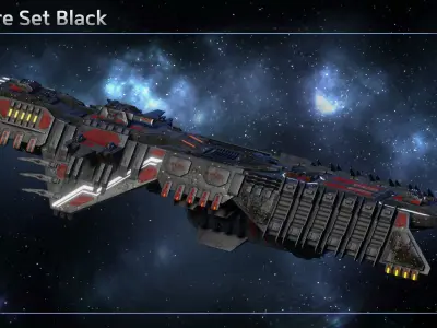 Spaceship Progenitor Cruiser Low-poly 3D model