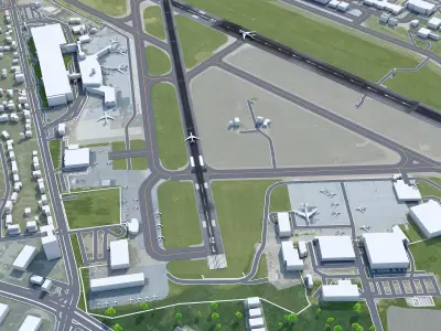 Burlington Airport 10km Low-poly 3D model