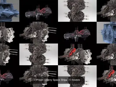 Prison Colony Space Ships 3D Model Pack