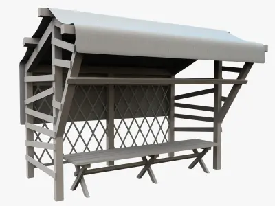 Market Stall Cotton Low-poly 3D model