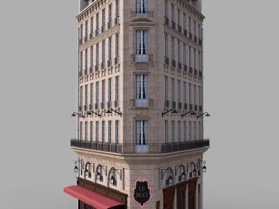 Parisian corner facade 3D model