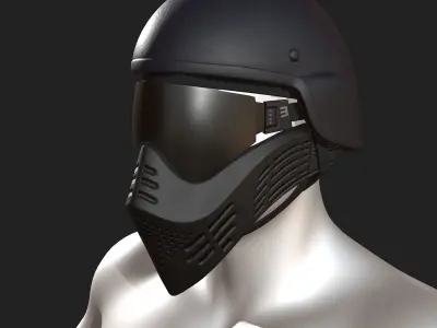 Helmet scifi military combat 3d futuristic plastic  Low-poly 3D model