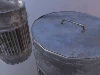 Trash Can Low-poly 3D model