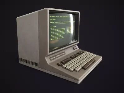 Retro Desktop Terminal Low-poly 3D model