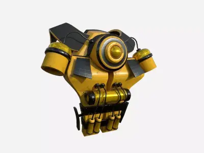 SciFi Backpack B03 Yellow Black - Fashion Character Design Low-poly 3D model