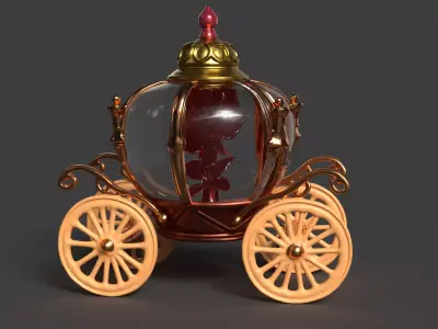 Chinese Ancient Carriage with red rose Figure  Low-poly 3D model
