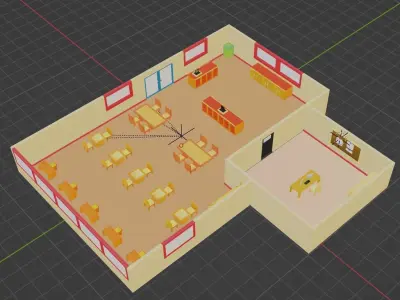Low Poly Restaurant Low-poly 3D model