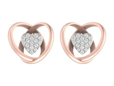 Light Weight Rose Gold Diamond Earring  -DDS PN 185 3D print model