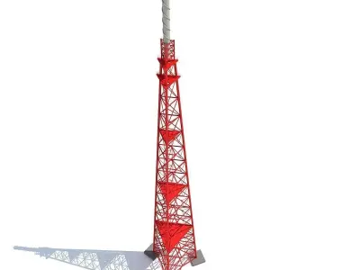 Red Industrial Tower 11 3D model