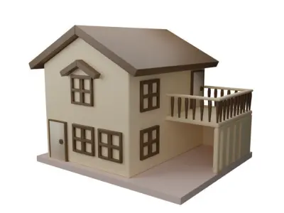 Single house cartoon  3D model 3D model