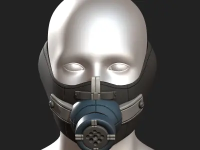 Gas mask respirator scifi futuristic 3d  Low-poly 3D model 15