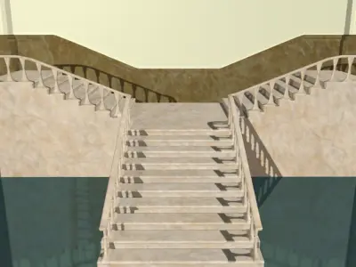 Marble staircase low poly Low-poly 3D model