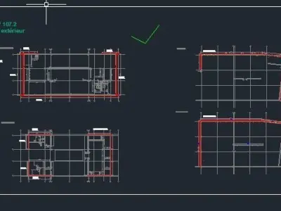 Reinforcement plan for reinforced concrete staircase DWG autocad 3D model