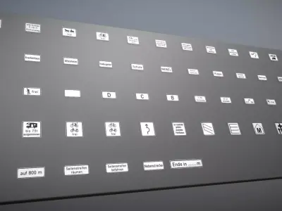 Additional traffic signs - 3 Low-poly 3D model