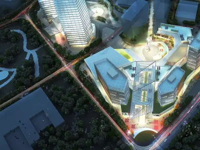 Modern CBD Mixed-Use Complex 3D model