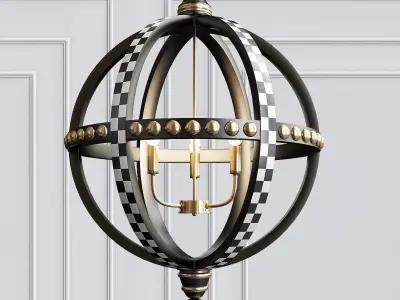 Globe 3 Light Chandelier 3D model