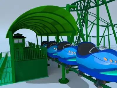 Roller Coaster Drop Tower Rides Low-poly 3D model