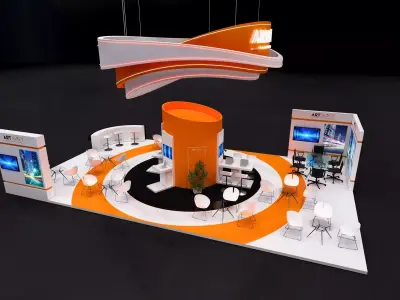 Exhibition booth stand 14 x 8m 3D model