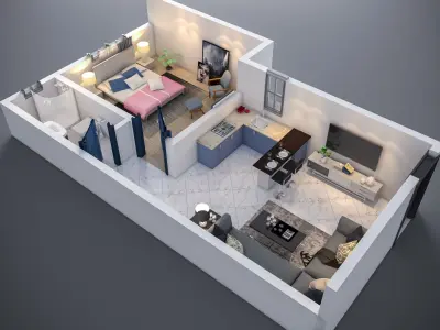apartement  floor 3D Plan low-poly  3D model