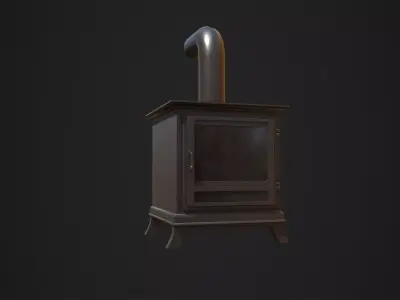 Wood Burner PBR Low Poly Low-poly 3D model